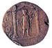 Χάλκινο νόμισμα Αντωνίνου Ευσεβούς με οπισθότυπο Κάβειρο σε ναό. 2ος αι. μ.Χ.